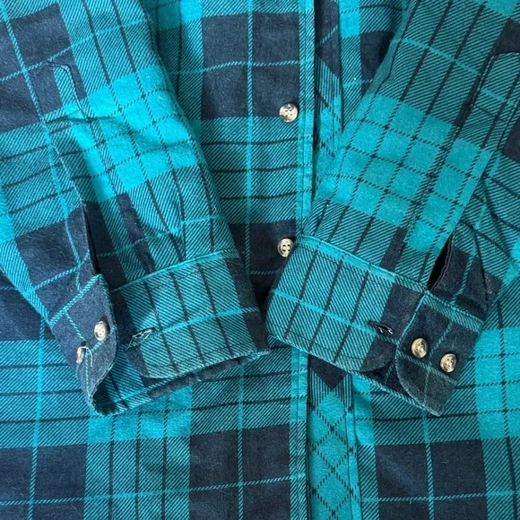 Men's Teal and Black Plaid Lightweight Shirt Jacket - Picture 5 of 8